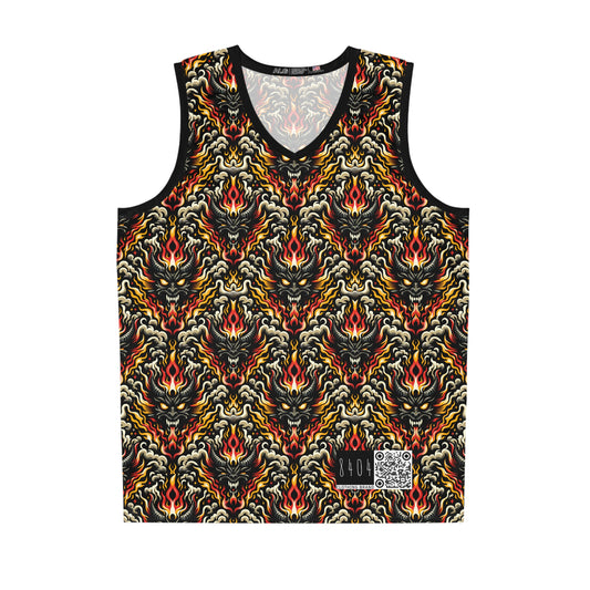 Flame Graphics Maximalist Streetwear Basketball Jersey - 8404 Design-59
