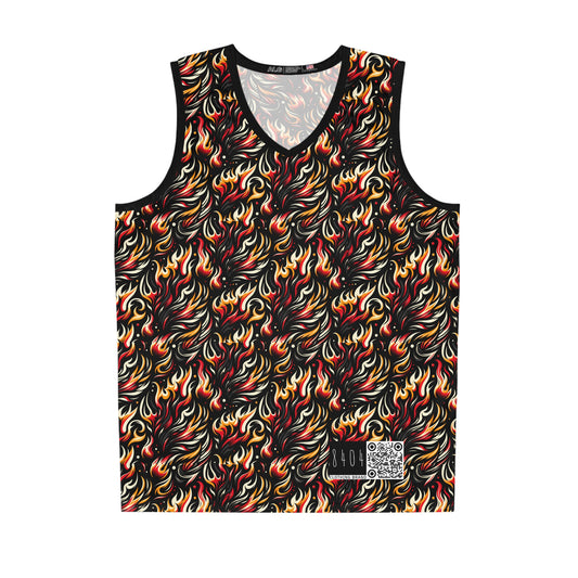 Fire & Flames Bold Streetwear Statement Basketball Jersey - 8404 Design-60