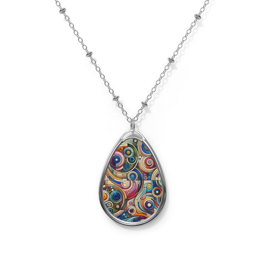 Digital Artistic Expression Artistic Streetwear Oval Necklace - 8404 Design-49