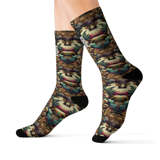 Digital Renaissance Modern Baroque Fusion Sublimation Socks - 8404 Design-60