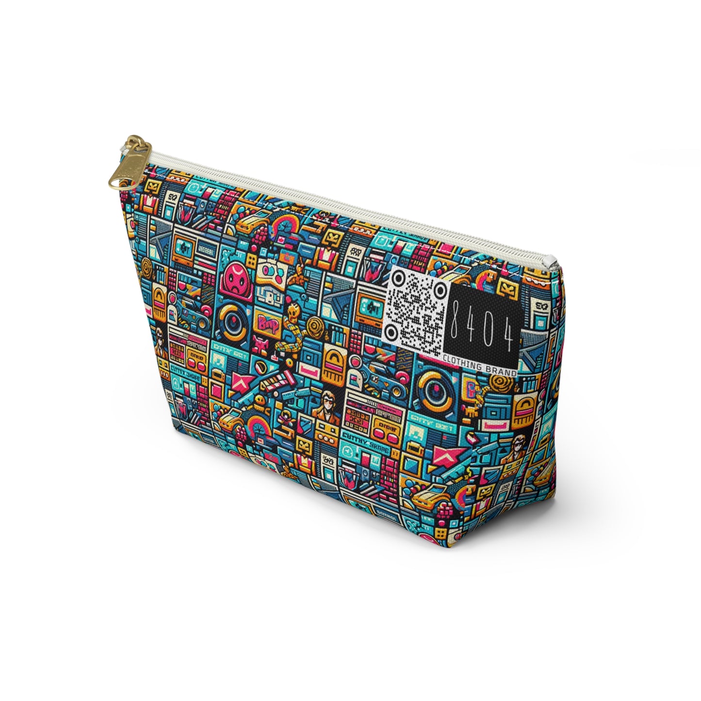 Digital Pop Culture Mashup Maximalist Pop Accessory Pouch W T-bottom - 8404 Design-47
