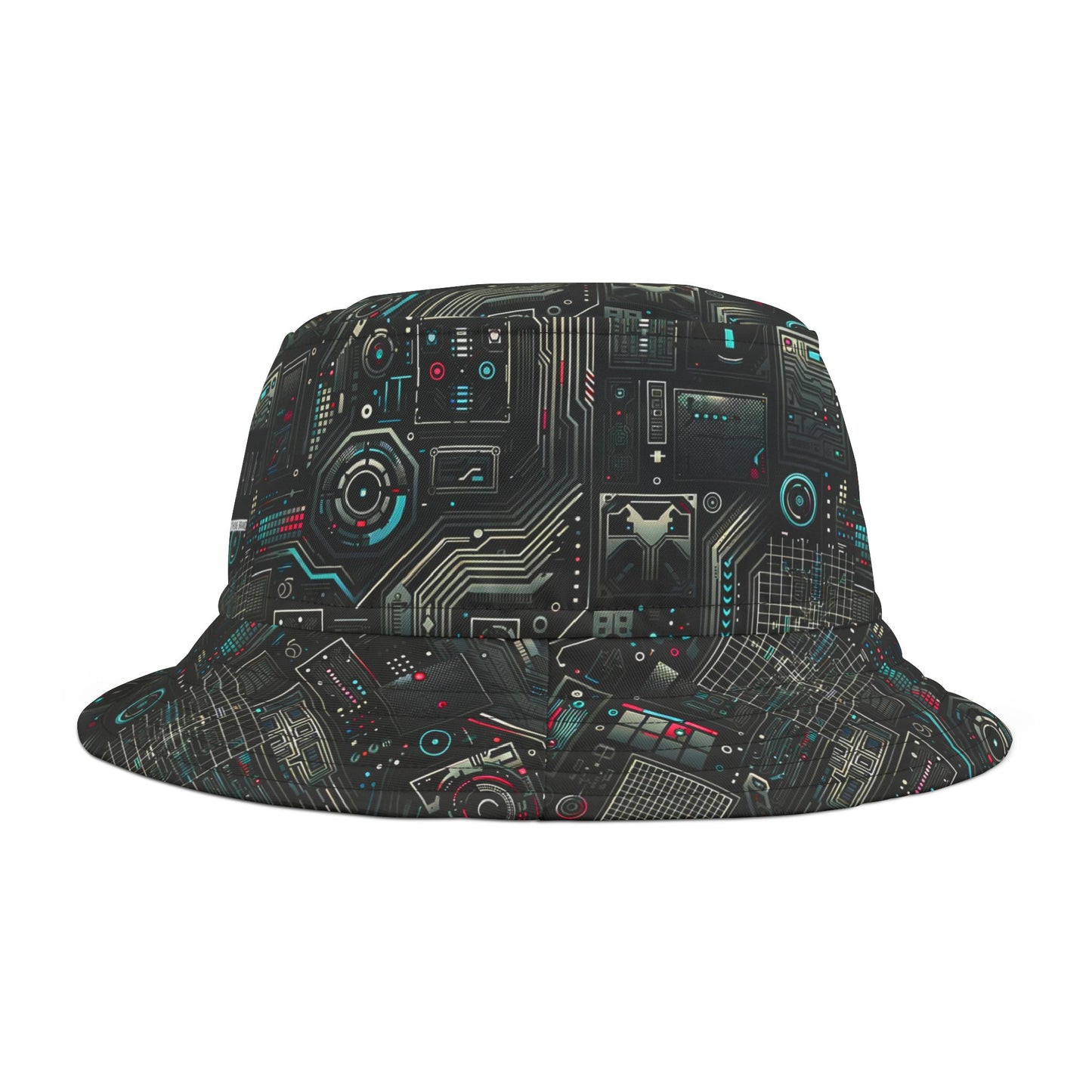 Tech Noir Aesthetics Sleek Tech Streetwear Bucket Hat - 8404 Design-52