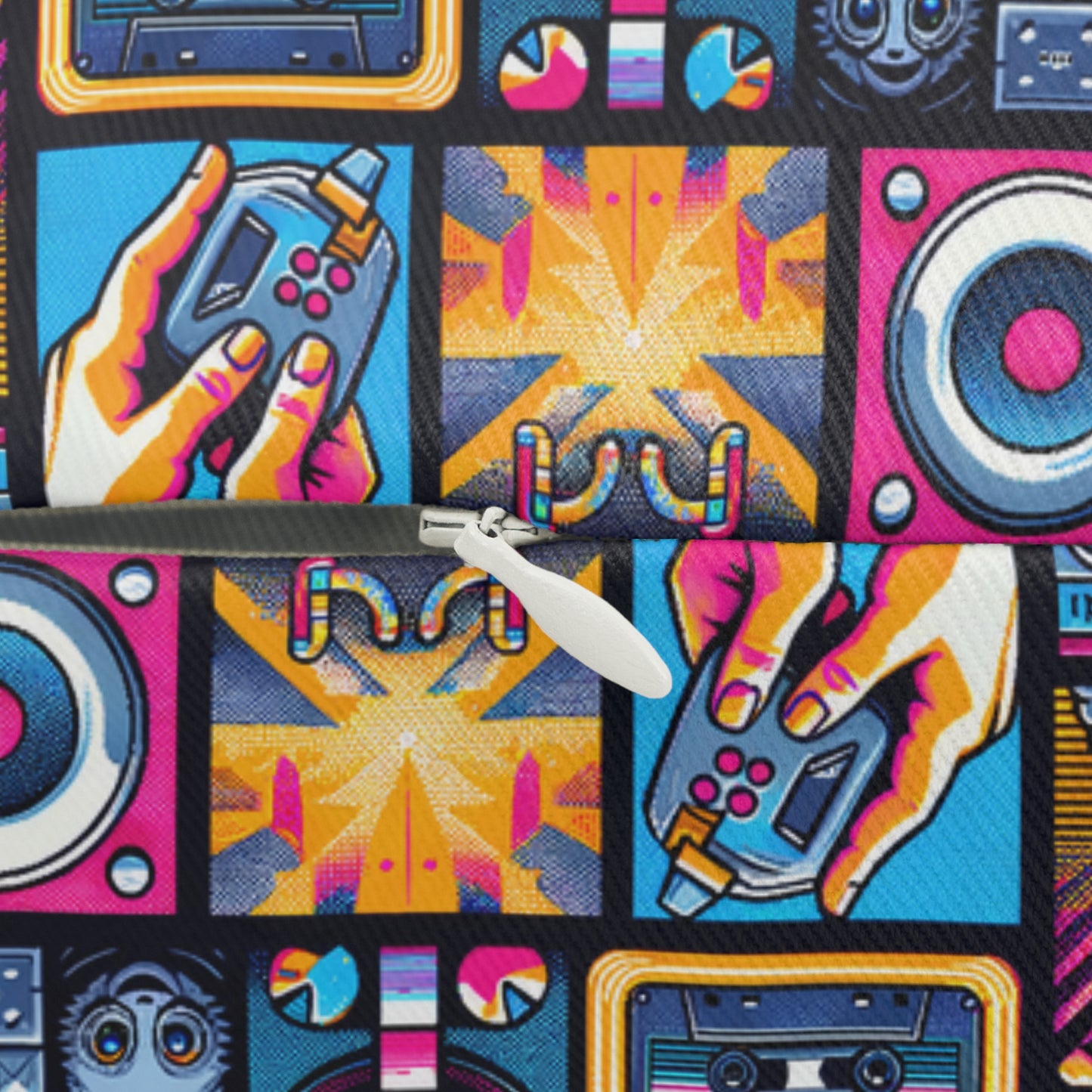 Digital Pop Culture Mashup Maximalist Pop Spun Polyester Lumbar Pillow - 8404 Design-52 S