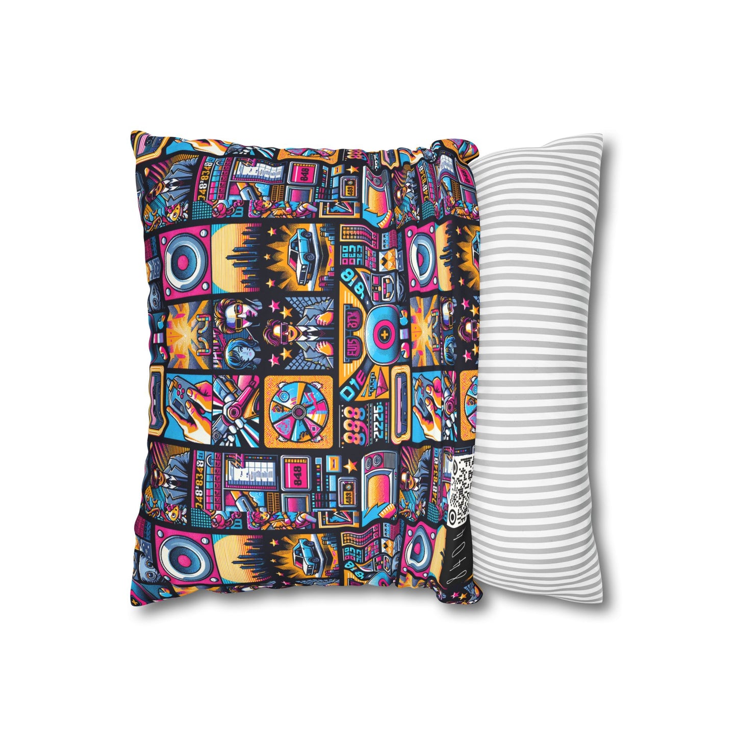 Digital Pop Culture Mashup Maximalist Pop Faux Suede Square Pillowcase - 8404 Design-52
