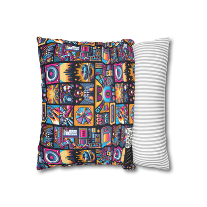 Digital Pop Culture Mashup Maximalist Pop Faux Suede Square Pillowcase - 8404 Design-52