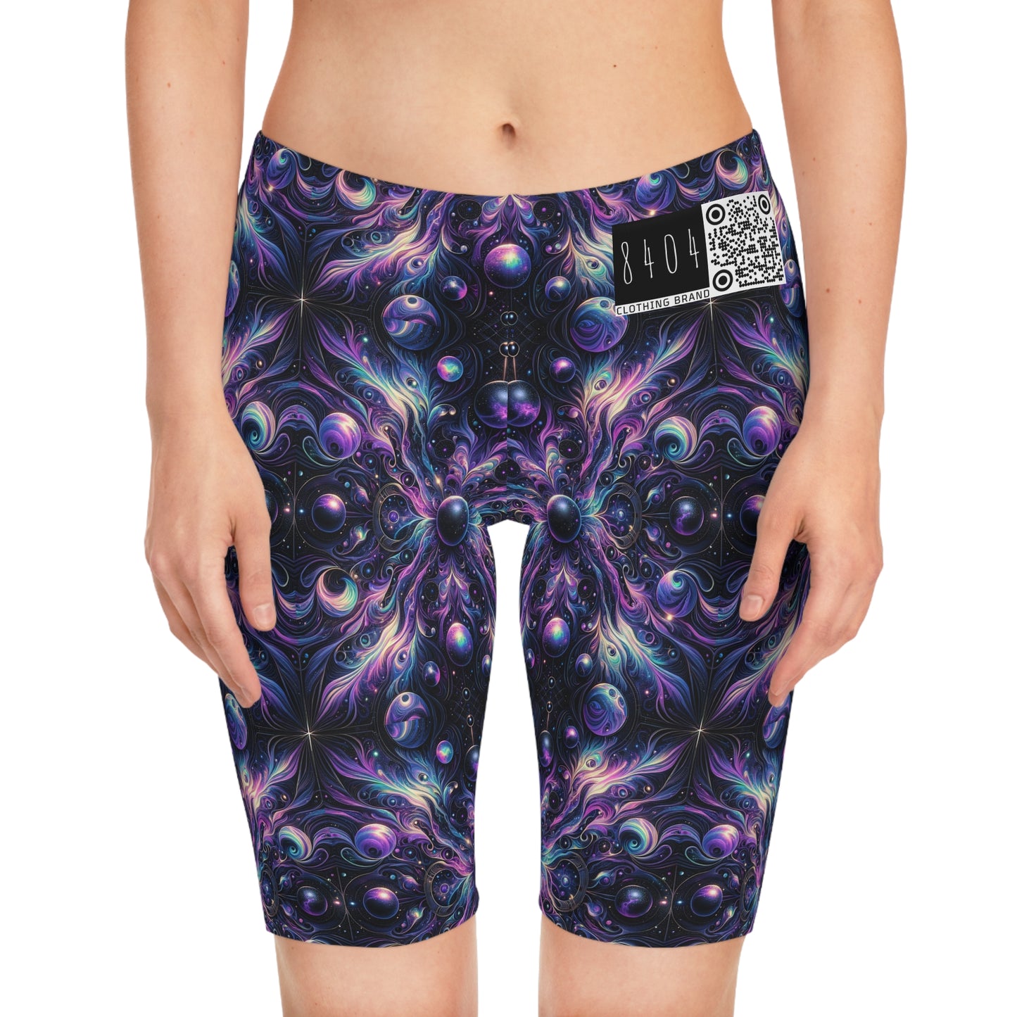 Galactic Hues Tech-Forward Cosmic Fusion Women's Bike Shorts - 8404 Design-41