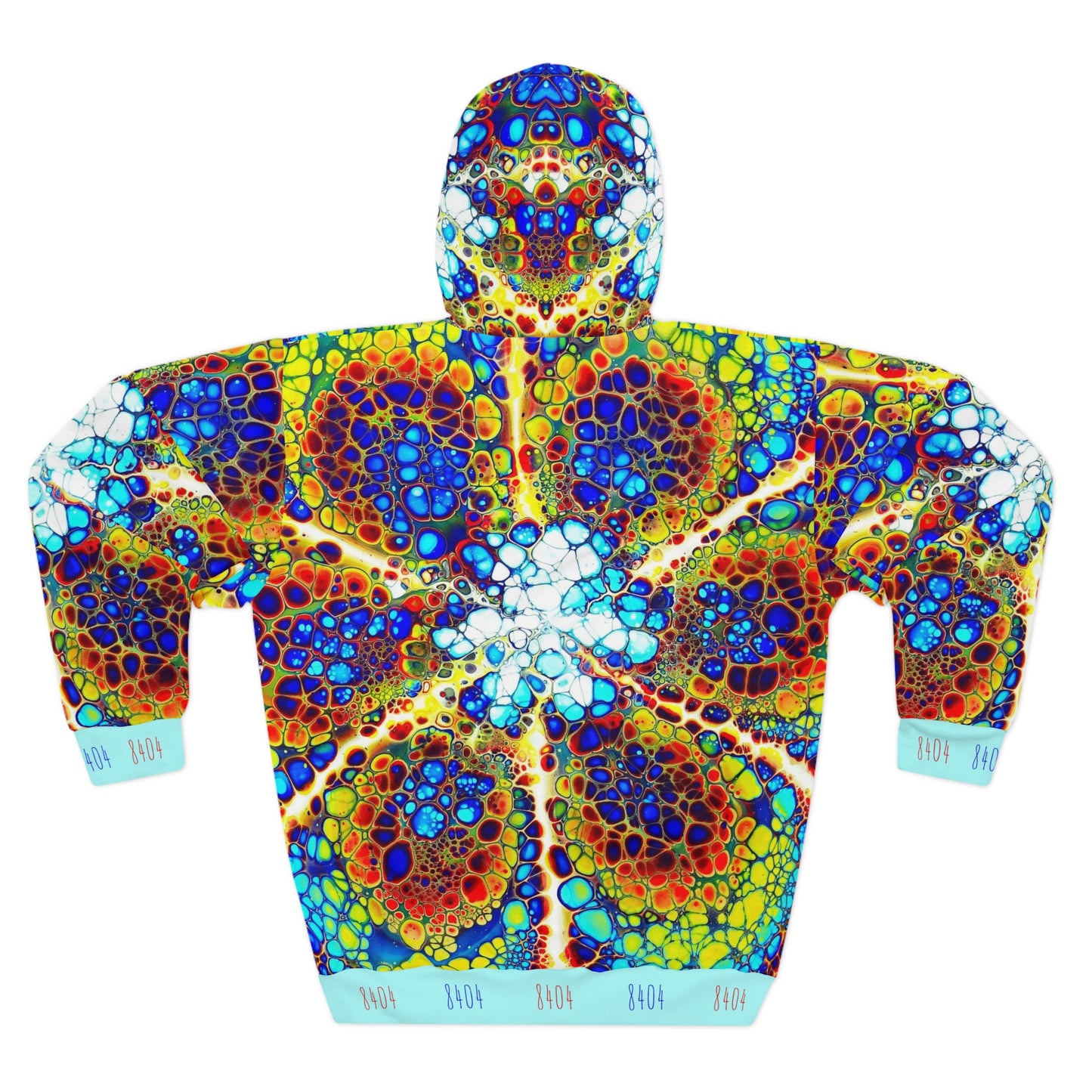 8404's Unisex Adult "Fusion Flower in Glacier Blue" Fashion Pullover Hoodie