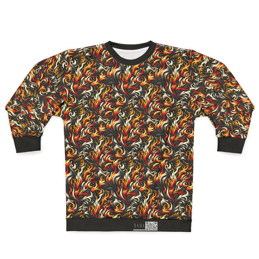 Fire & Flames Bold Streetwear Statement Sweatshirt - 8404 Design-55