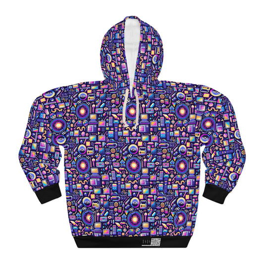 Digital Nostalgia Modern Retro Fusion Pullover Hoodie - 8404 Design-64