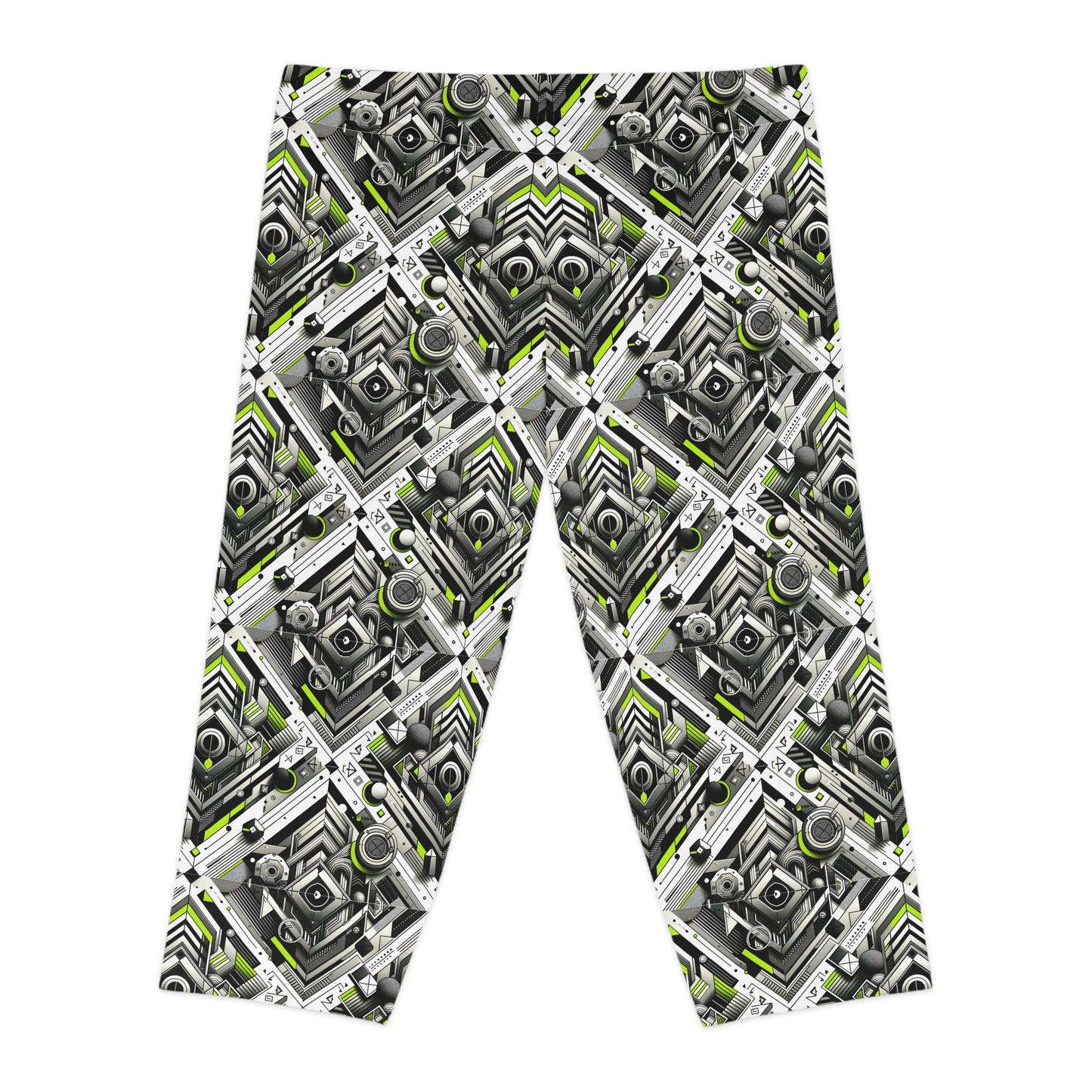 Elevated Sporty Tech Tech-Forward Streetwear Women's Capri Leggings - 8404 Design-70
