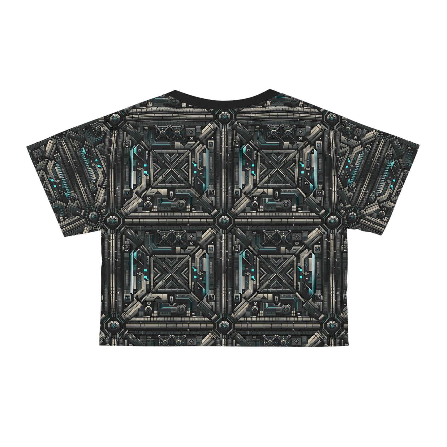 Tech Noir Futuristic Tech Aesthetic with a Dark Twist Crop Tee - 8404 Design-59