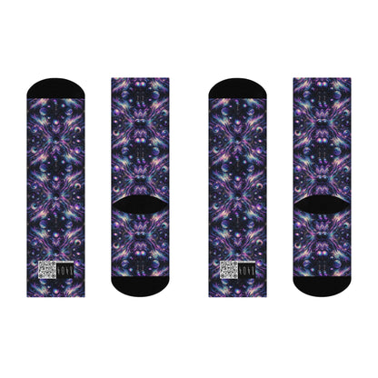 Galactic Hues Tech-Forward Cosmic Fusion Cushioned Crew Socks - 8404 Design-41