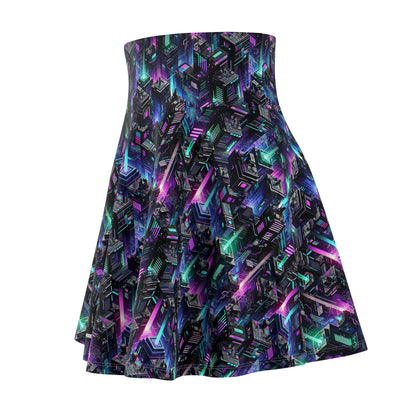 Tech Noir Graphics Futuristic Tech Aesthetics Women's Skater Skirt - 8404 Design-55