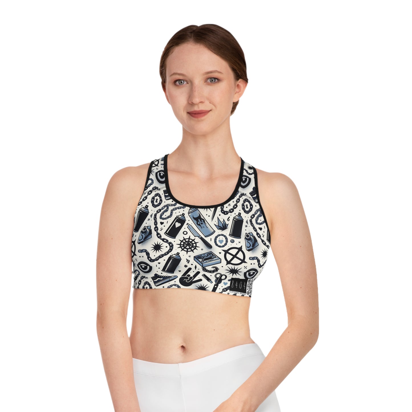 Cultural Rebellion Graphics Edgy and Rebellious With a Hint of Nostalgia Sports Bra - 8404 Design-57