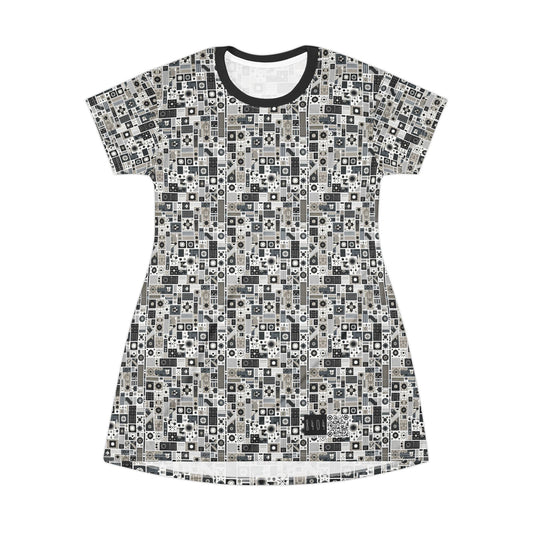 Digital Minimalism Minimalist Tech T-Shirt Dress - 8404 Design-45