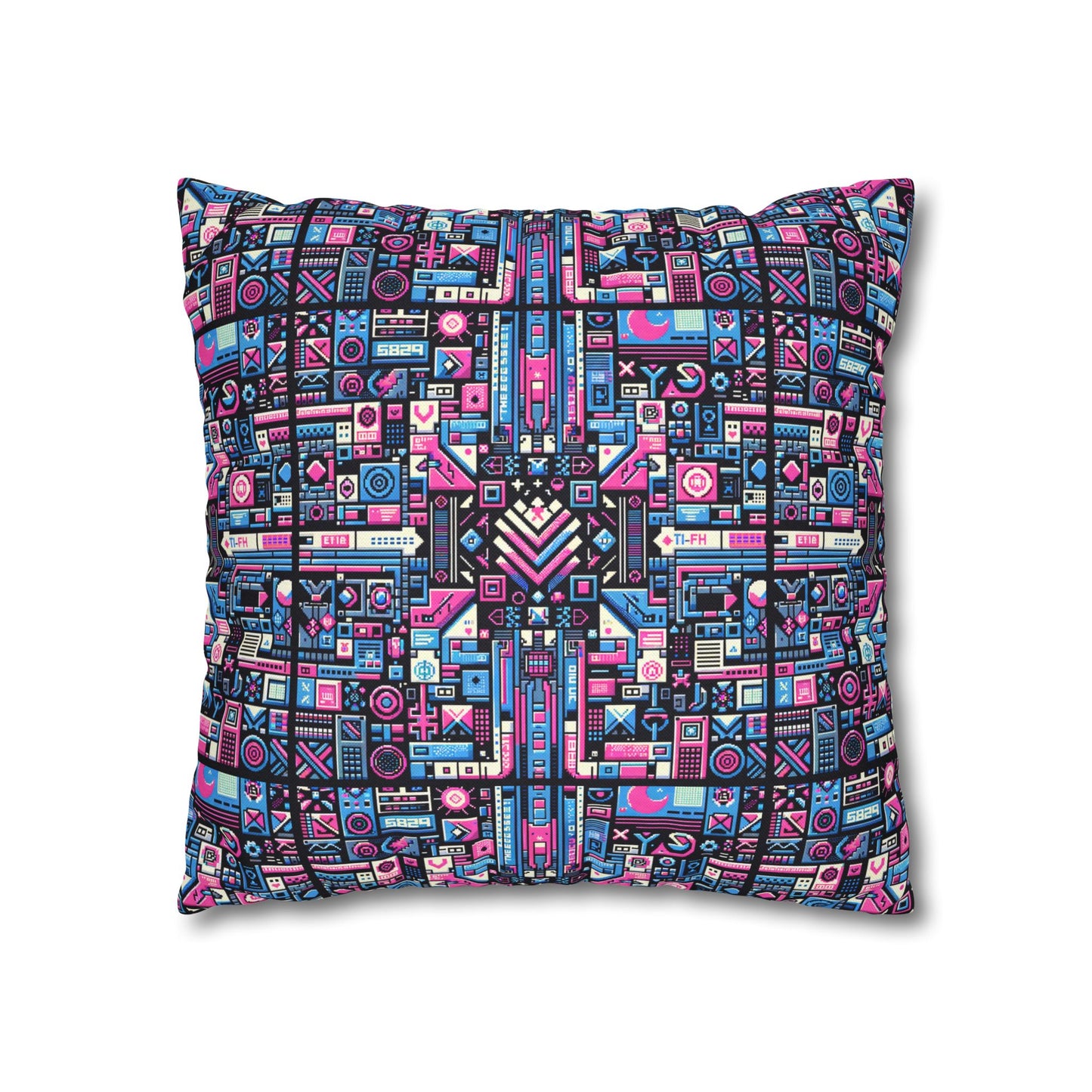 Digital Rebellion Youthful Streetwear with a Rebellious Digital Twist Spun Polyester Square Pillowcase - 8404 Design-65