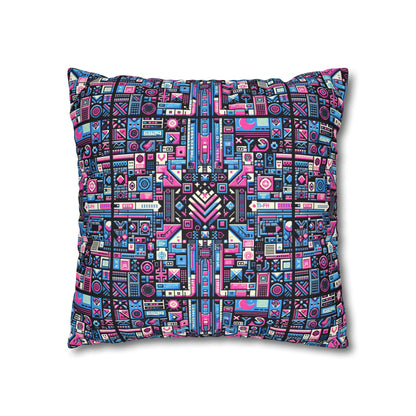 Digital Rebellion Youthful Streetwear with a Rebellious Digital Twist Spun Polyester Square Pillowcase - 8404 Design-65