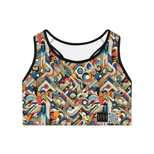Abstract Graphic Art Modern Artistic Expression Sports Bra - 8404 Design-62
