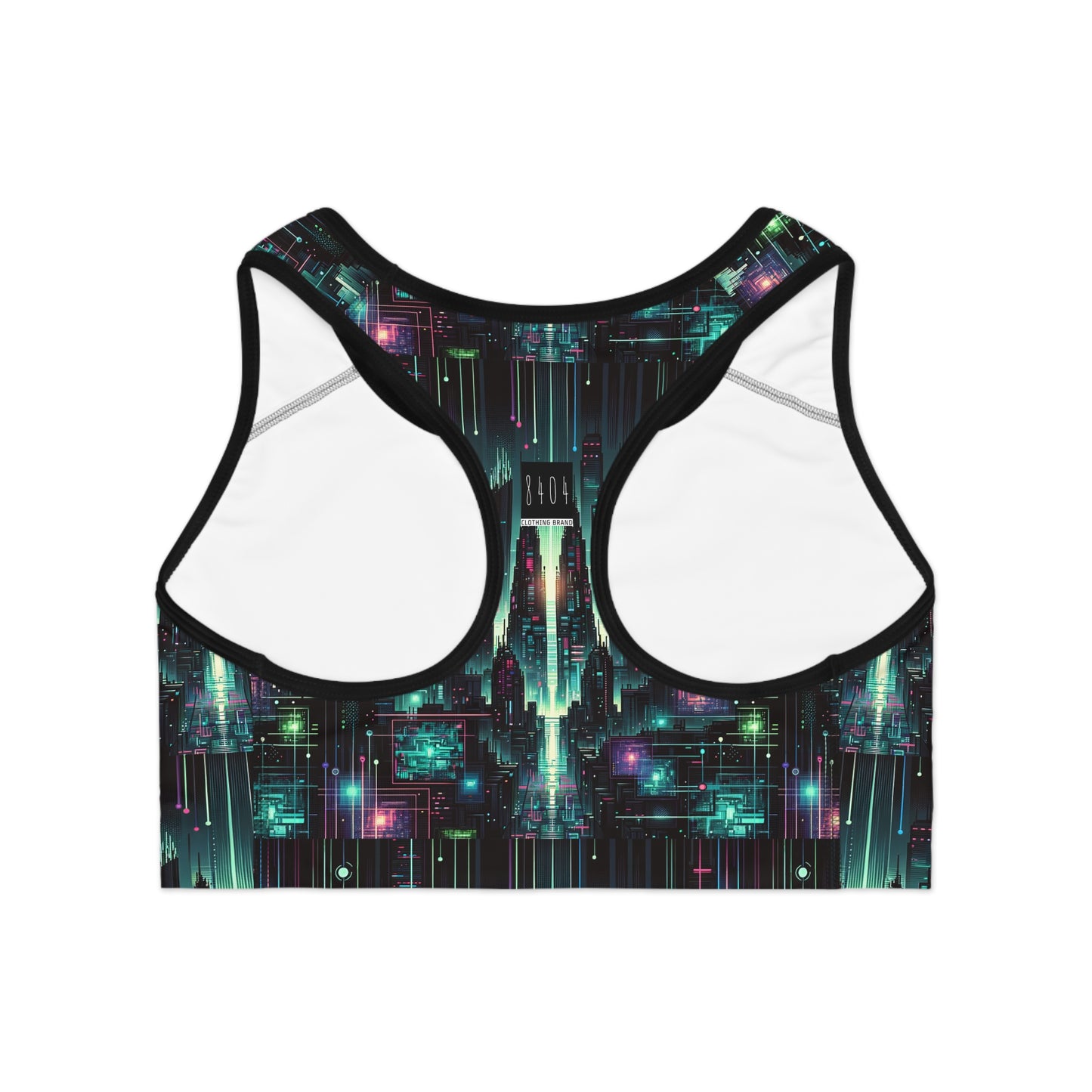 Tech Noir Graphics Cyberpunk Tech Aesthetic Sports Bra - 8404 Design-69