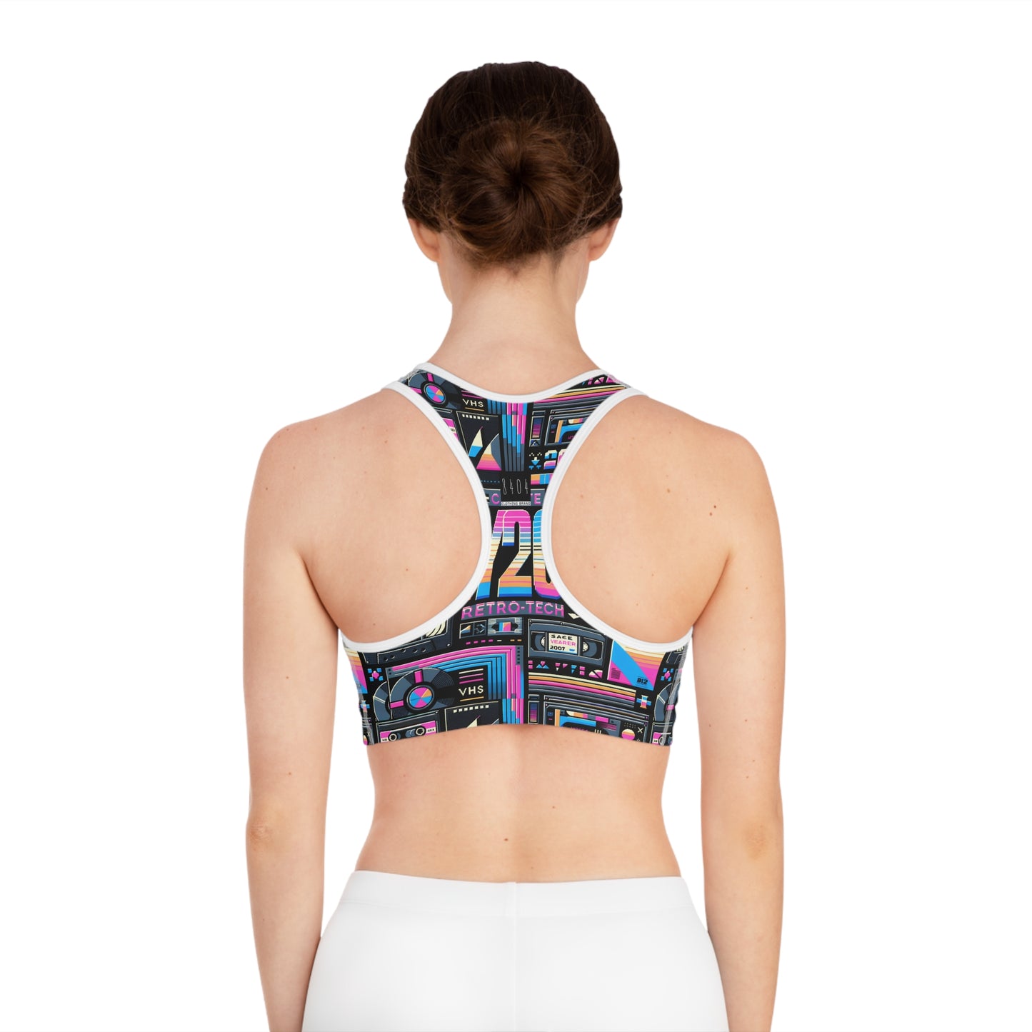 Digital Nostalgia Tech-Inspired Retro Fusion Sports Bra - 8404 Design-65