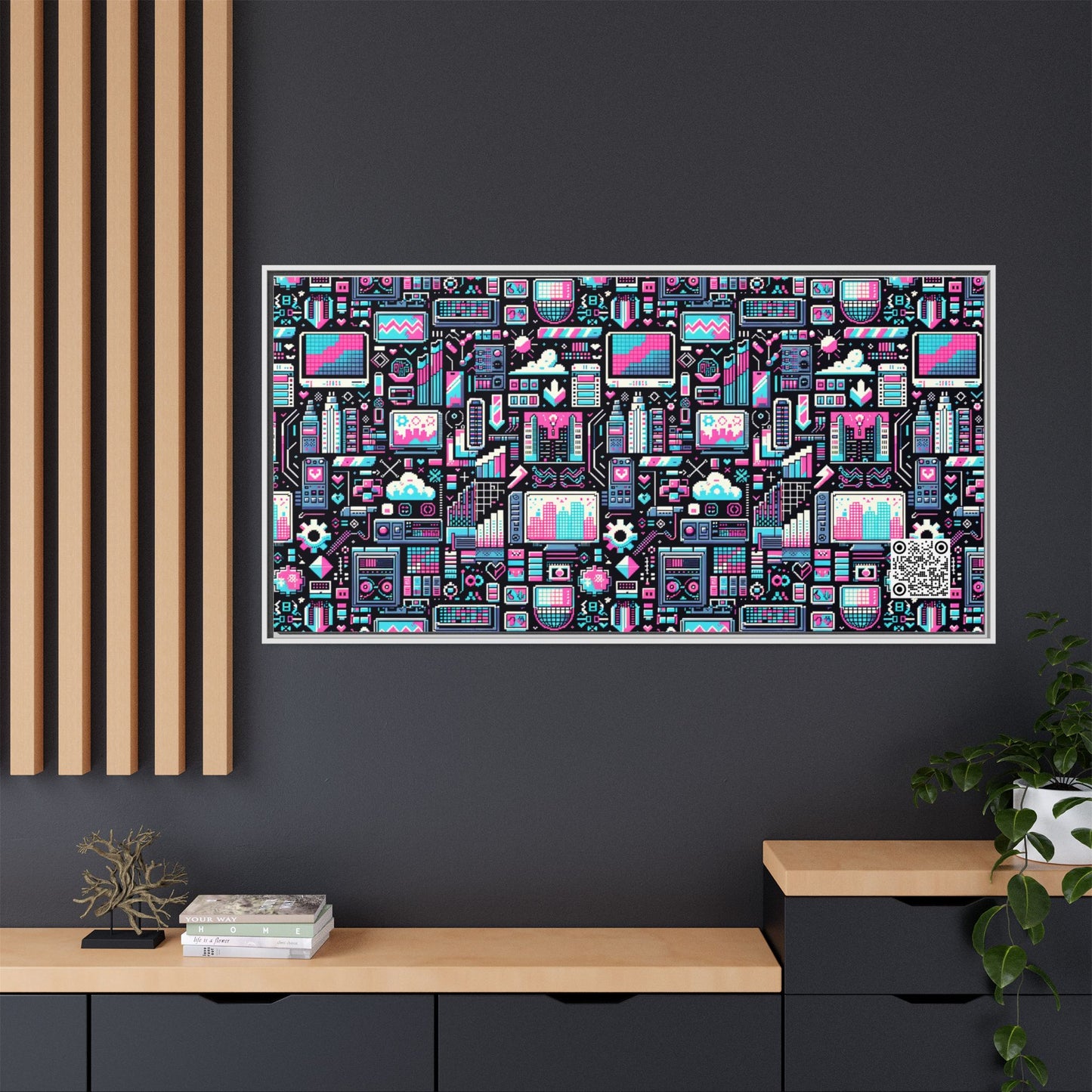 Digital Rebellion Youthful Streetwear with a Rebellious Digital Twist Matte Canvas, Framed (multi-color) - 8404 Design-71 B