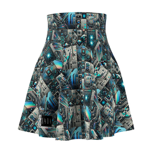 Tech-Infused Futurism Sleek Tech Edge Women's Skater Skirt - 8404 Design-48
