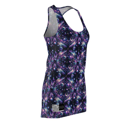 Galactic Hues Tech-Forward Cosmic Fusion Women's Cut & Sew Racerback Dress - 8404 Design-41