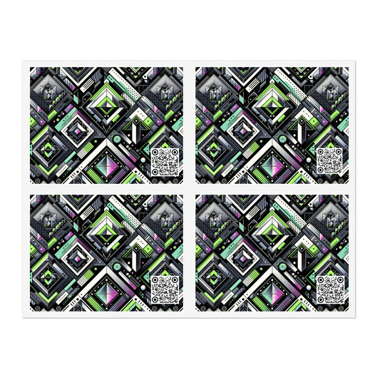 Retro Futurism Graphics Tech-Forward Streetwear Sticker Sheets - 8404 Design-48