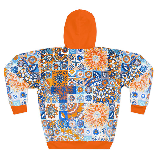 8404 Unisex Adult's "mosaic Collage" Fashion Pullover Hoodie in Orange