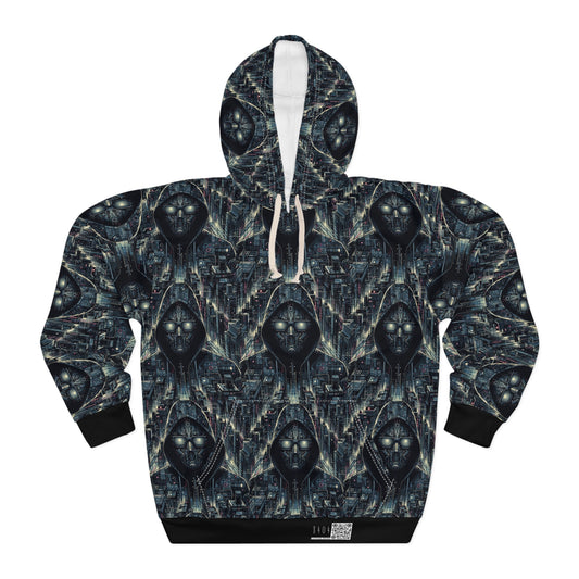 Tech Noir Aesthetics Sleek Tech Streetwear Pullover Hoodie - 8404 Design-56