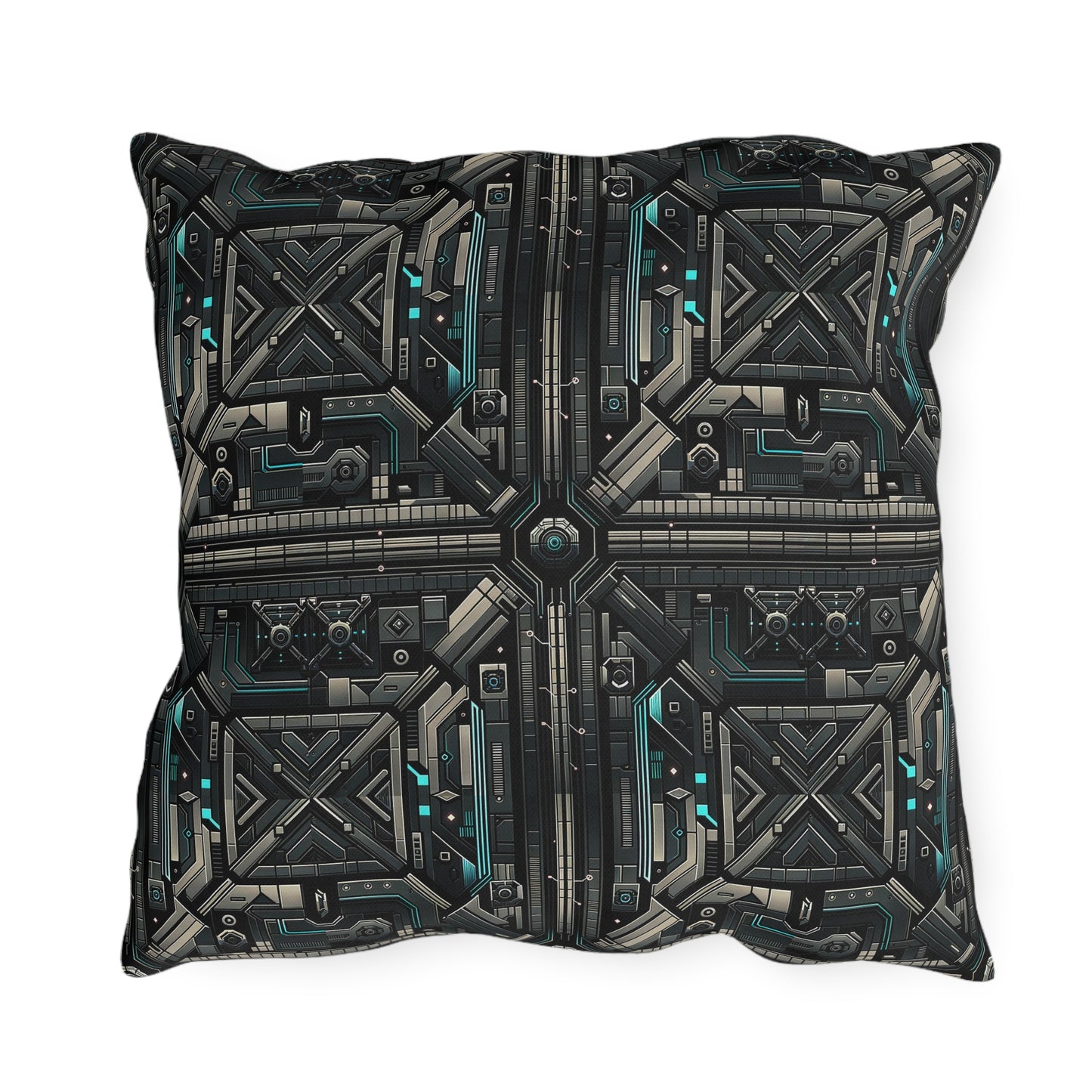 Tech Noir Futuristic Tech Aesthetic with a Dark Twist Outdoor Pillow - 8404 Design-59