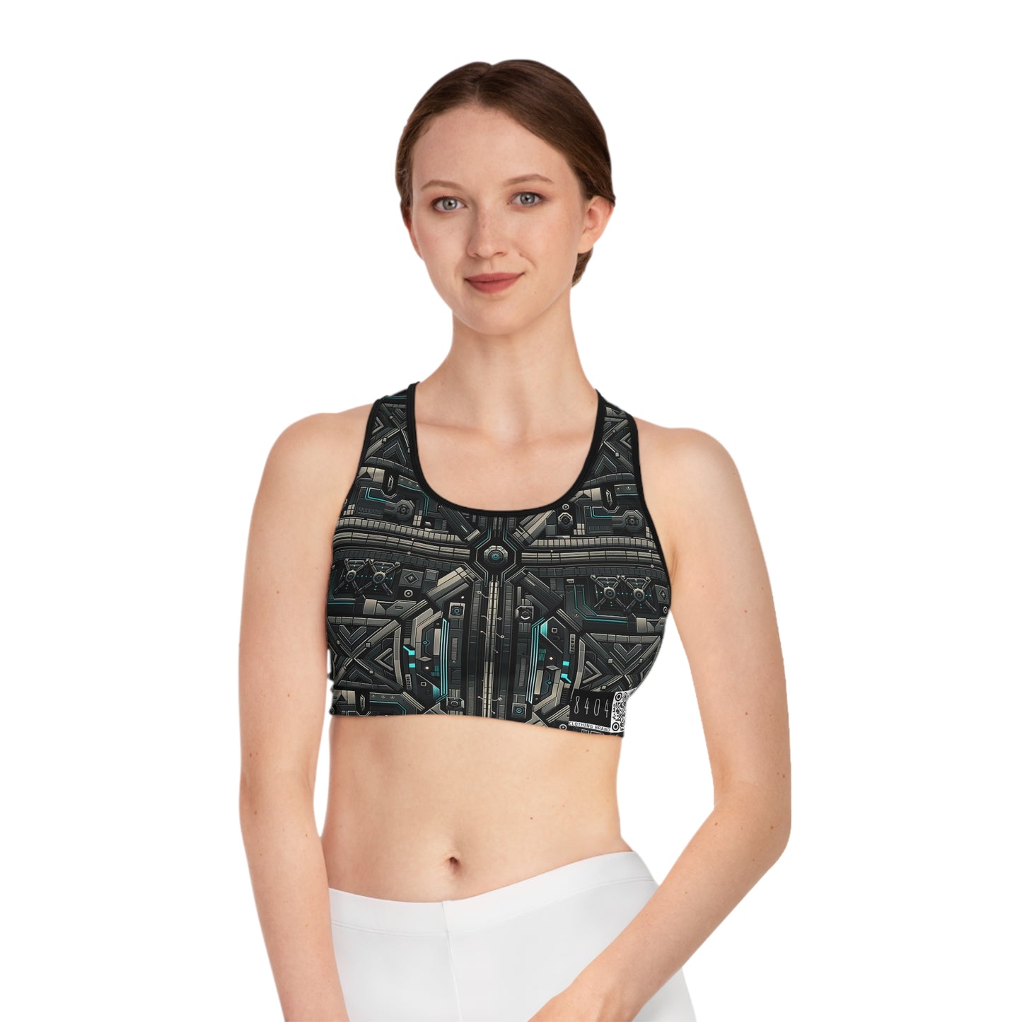 Tech Noir Futuristic Tech Aesthetic with a Dark Twist Sports Bra - 8404 Design-59
