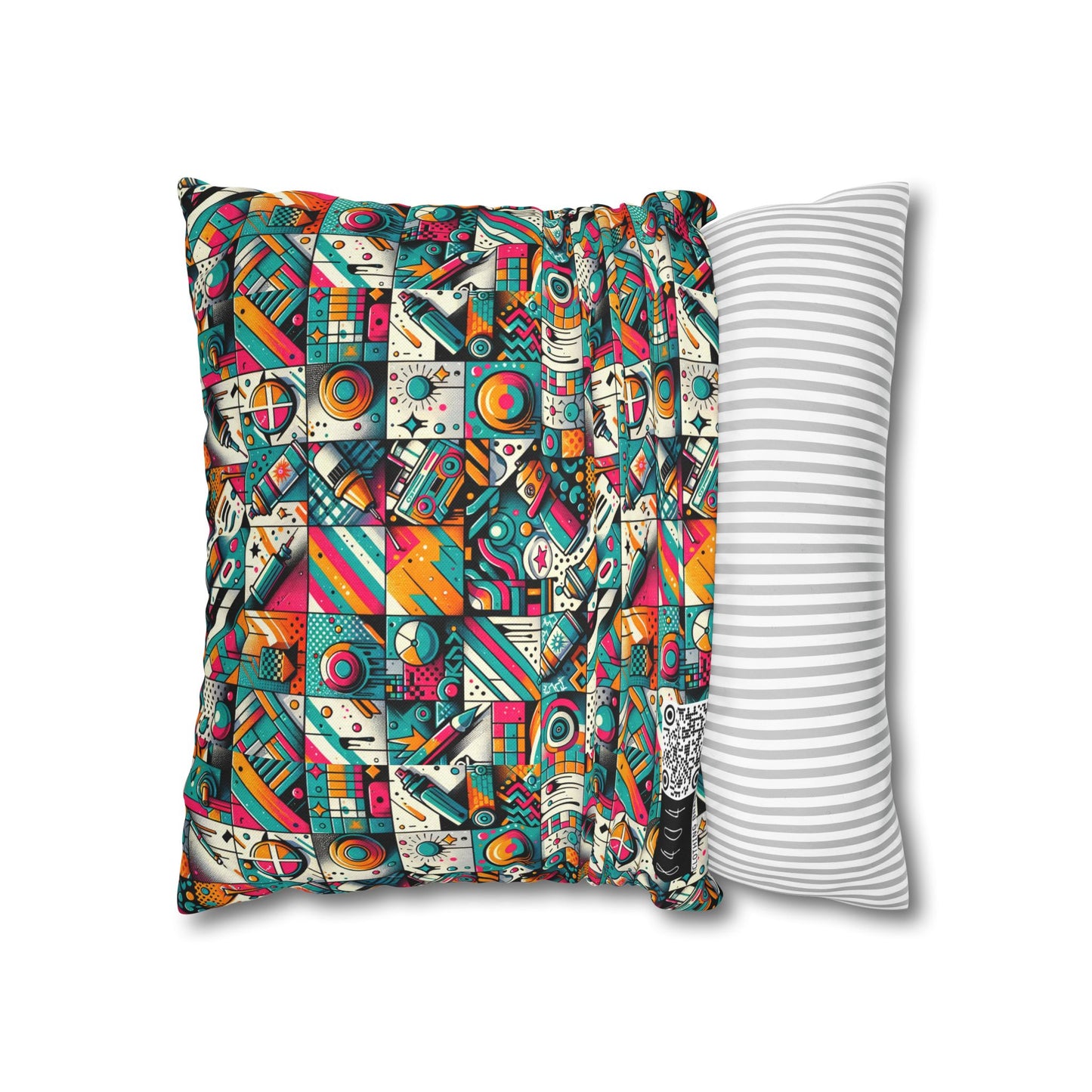 Graffiti Fusion Modern Street Art Fusion Spun Polyester Square Pillowcase - 8404 Design-58