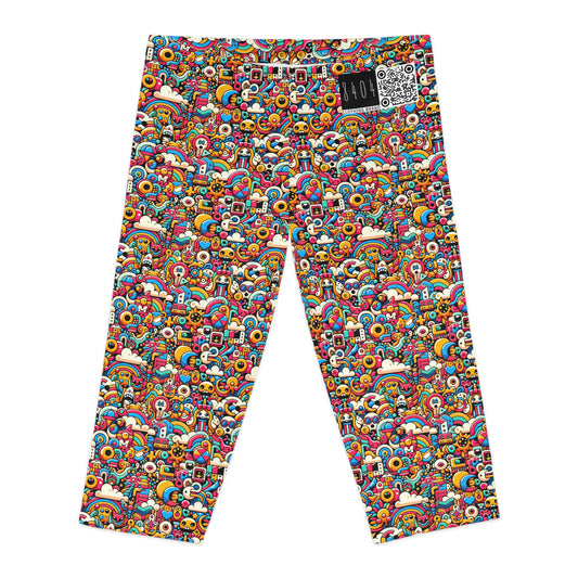 Neon Pop Playful Pop Culture Mashup Women's Capri Leggings - 8404 Design-62