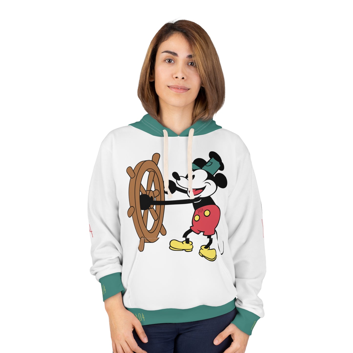 "Mickey Mouse" in green trim Fashion Pullover Hoodie