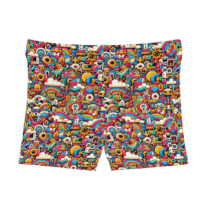 Neon Pop Playful Pop Culture Mashup Women's Shorts - 8404 Design-62