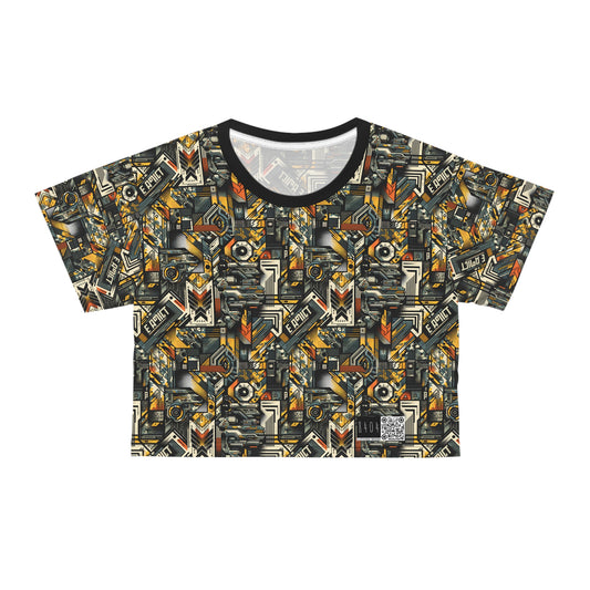 Digital Punk Futuristic Grunge Crop Tee - 8404 Design-49