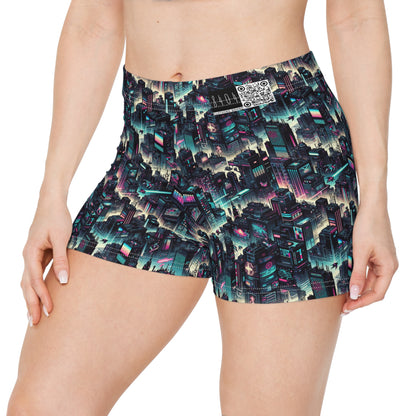 Digital Rebellion Tech-Inspired Streetwear Women's Shorts - 8404 Design-51