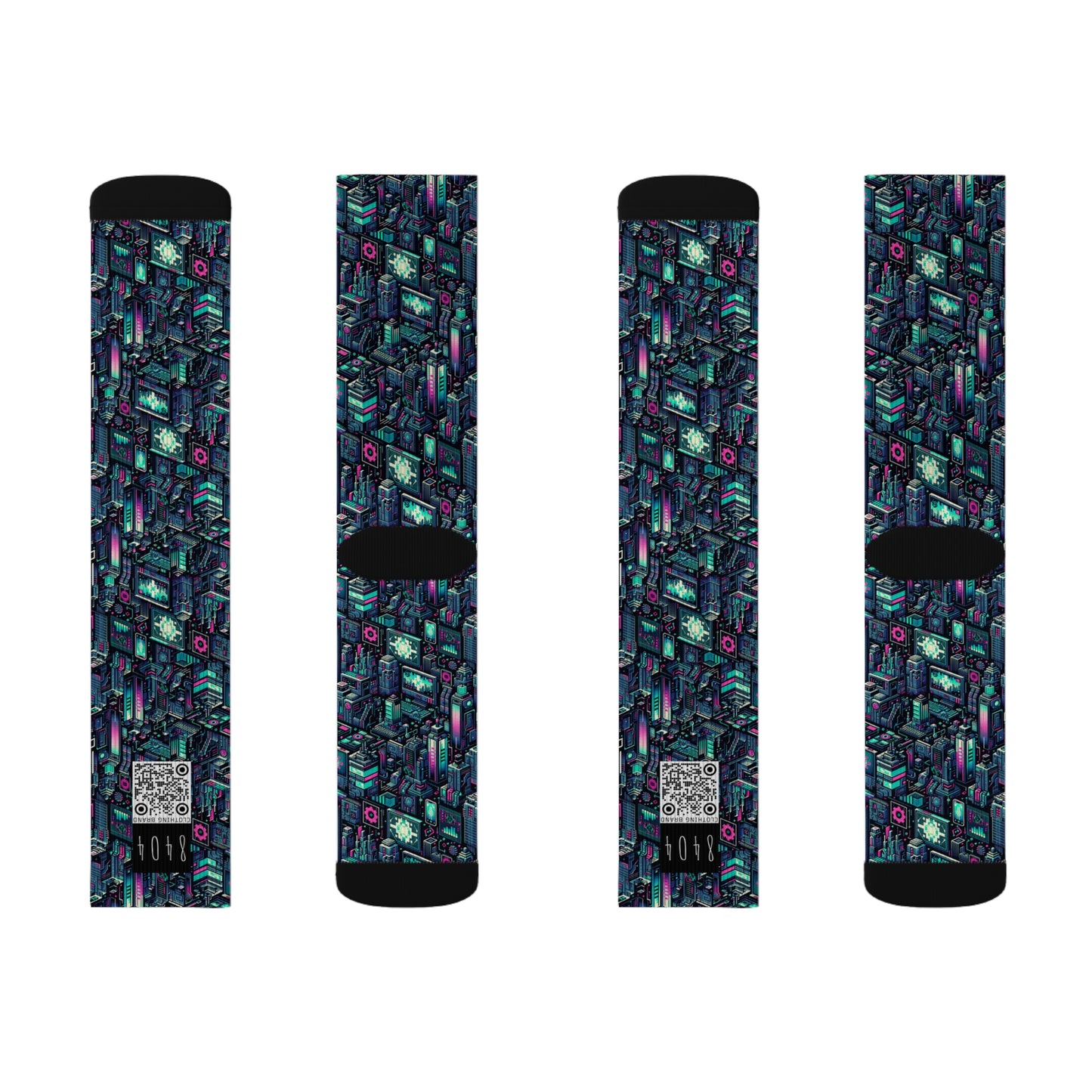 Digital Rebellion Tech-Inspired Streetwear Sublimation Socks - 8404 Design-58