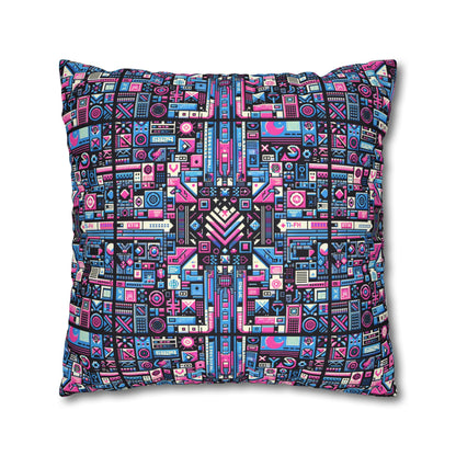 Digital Rebellion Youthful Streetwear with a Rebellious Digital Twist Spun Polyester Square Pillowcase - 8404 Design-65