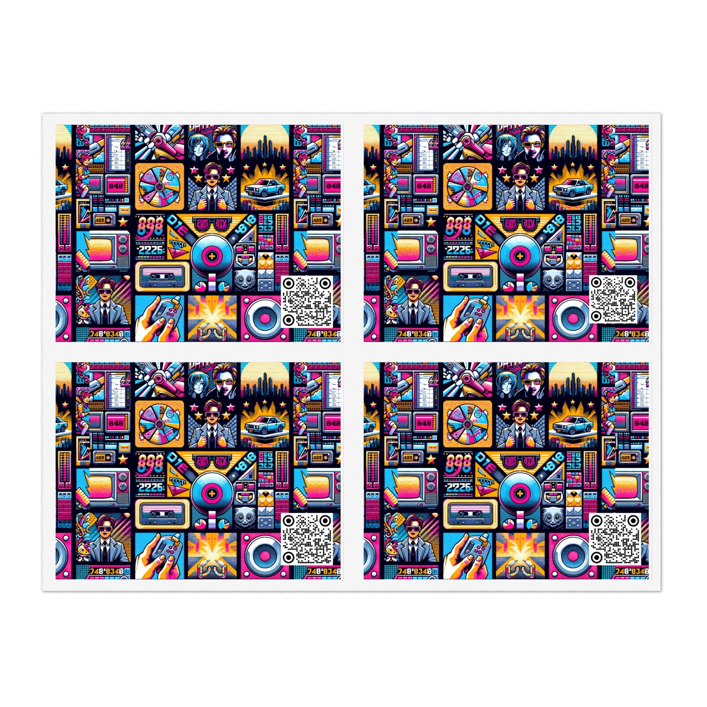 Digital Pop Culture Mashup Maximalist Pop Sticker Sheet - 8404 Design-52