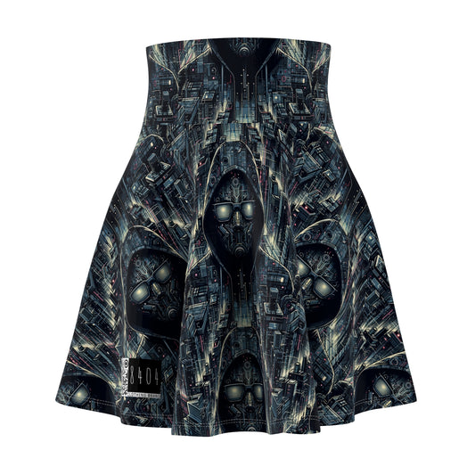 Tech Noir Aesthetics Sleek Tech Streetwear Women's Skater Skirt - 8404 Design-56