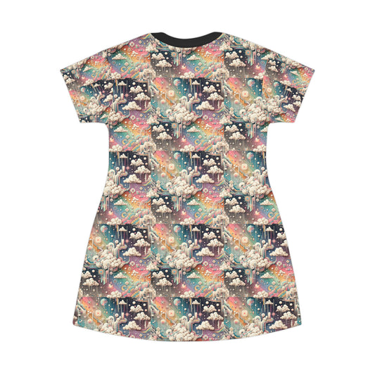 Digital Dreamland Whimsical and Nostalgic Streetwear With a Digital Twist T-Shirt Dress - 8404 Design-52