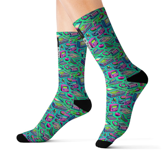 Y2k Revival Nostalgic Futurism Sublimation Socks - 8404 Design-48