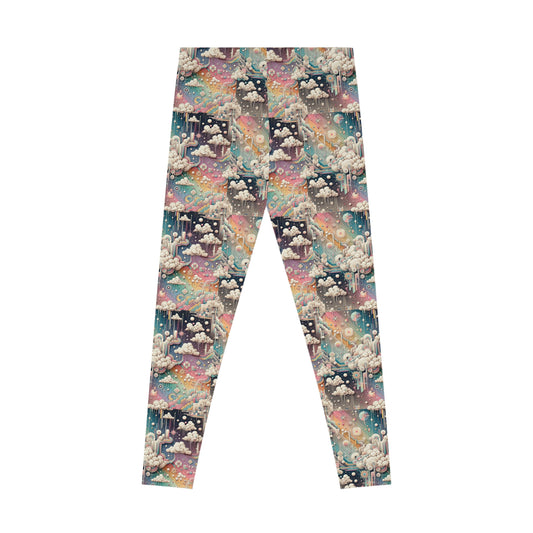 Digital Dreamland Whimsical and Nostalgic Streetwear With a Digital Twist Stretch Leggings - 8404 Design-52
