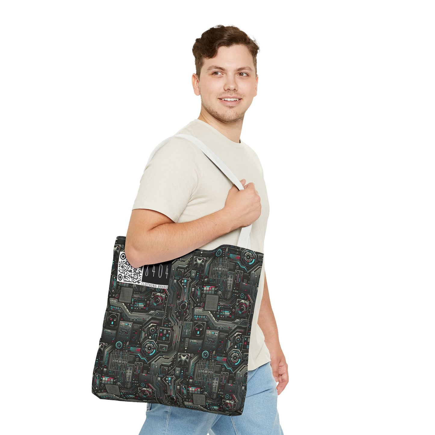 Tech Noir Aesthetics Sleek Tech Streetwear Tote Bag - 8404 Design-52