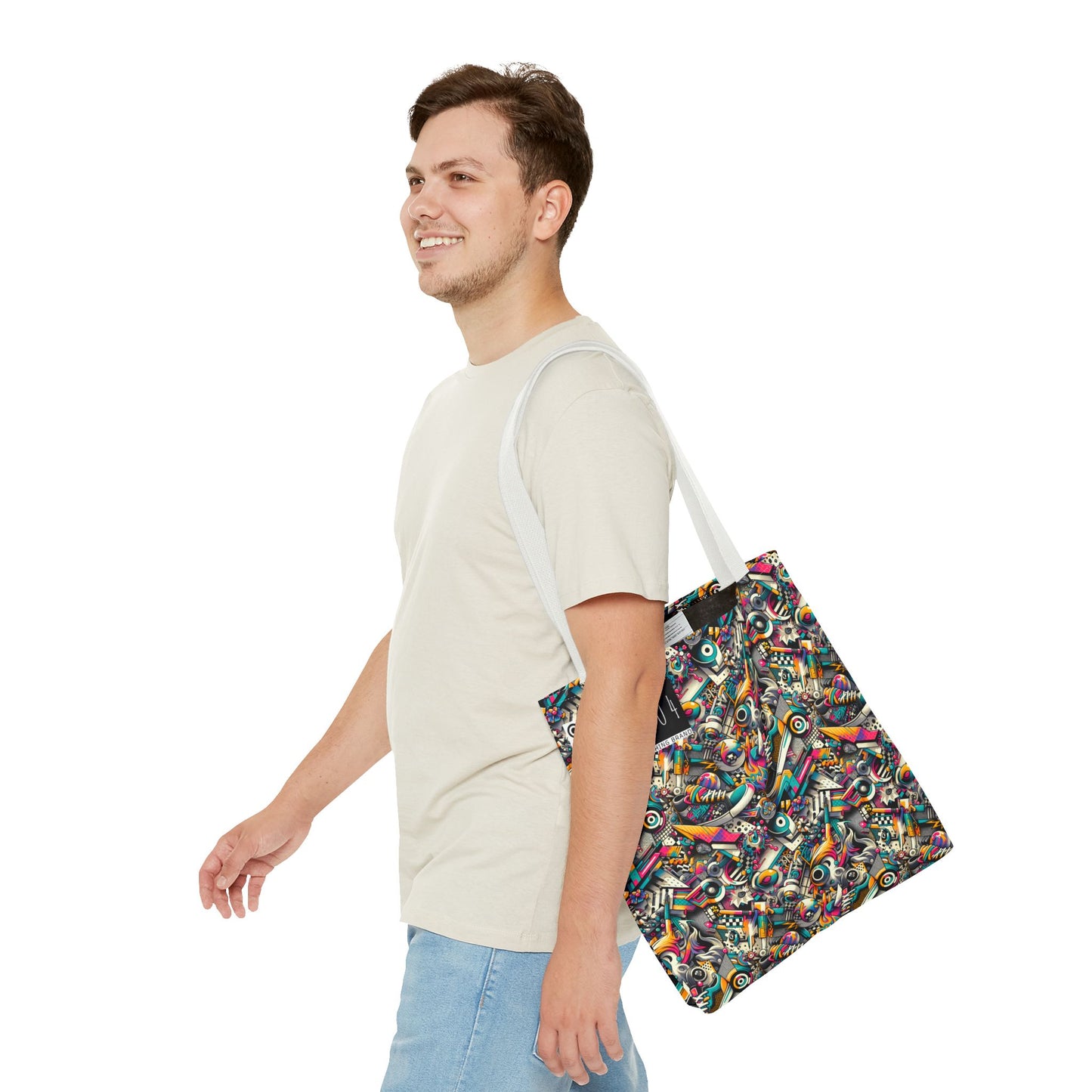 Urban Graffiti Fusion Eclectic Street Art Meets Modern Tech Culture Tote Bag - 8404 Design-55