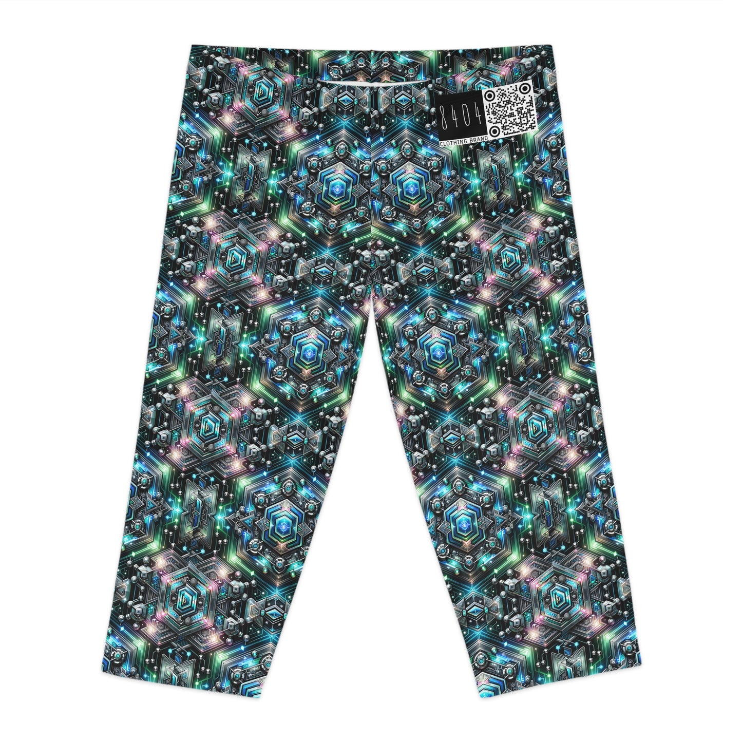 Tech-Infused Futurism Futuristic Tech Women's Capri Leggings - 8404 Design-63