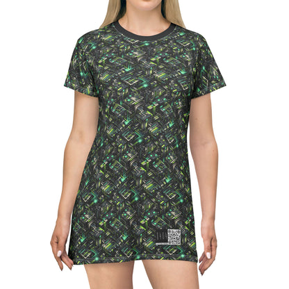 Tech-Infused Graphics Tech-Forward Streetwear T-Shirt Dress - 8404 Design-47
