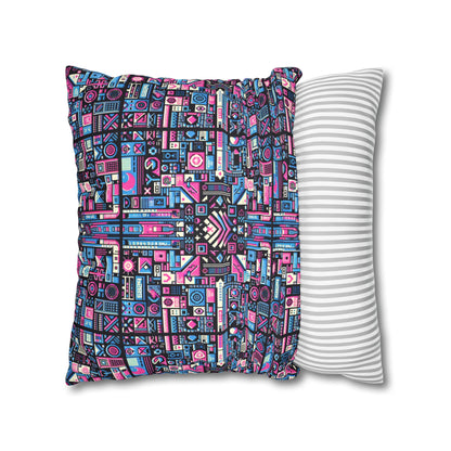 Digital Rebellion Youthful Streetwear with a Rebellious Digital Twist Faux Suede Square Pillowcase - 8404 Design-65